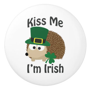 Pomo De Cerámica Bésame Im Irlandés St Patricks Day Hedgehog