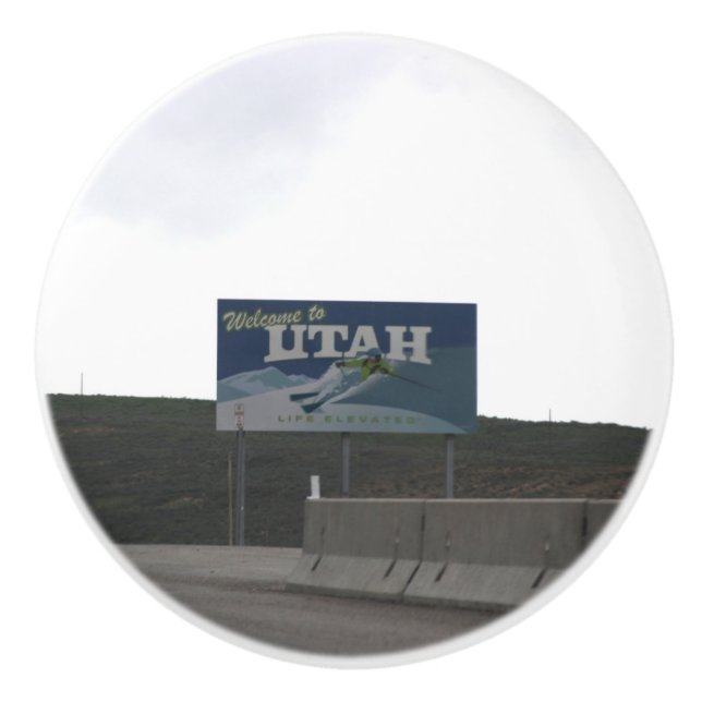 Pomo De Cerámica Bienvenidos a Utah (Anverso)