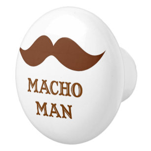 Pomo De Cerámica Bigote divertido de hombre macho