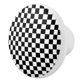 Pomo De Cerámica Black and white checkerboard pattern 
