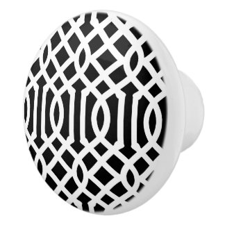 Pomo De Cerámica Black and White Trellis