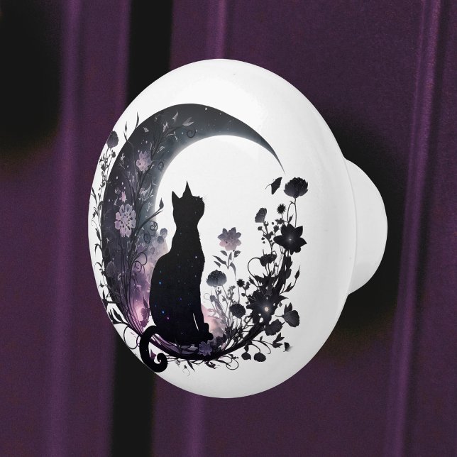 Pomo De Cerámica Black Cat Celestial Moon Modern (Subido por el creador)