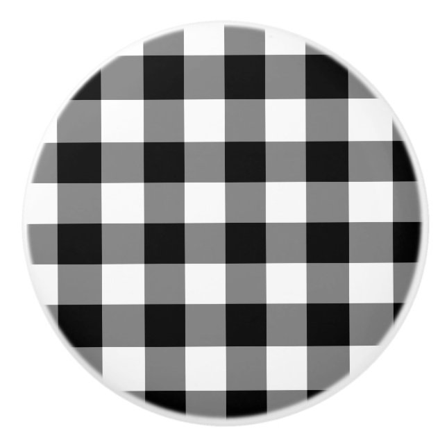 Pomo De Cerámica Black Gingham (Anverso)
