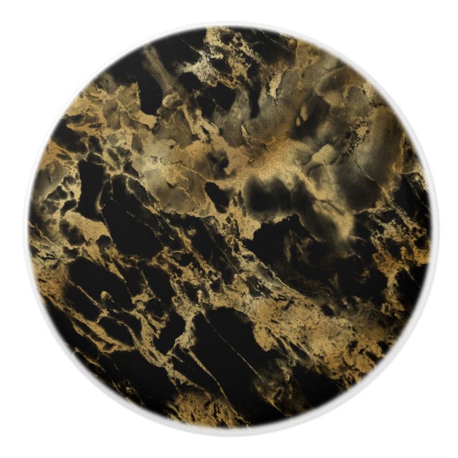 Pomo De Cerámica Black Gold Marble Agate Moda moderna (Anverso)