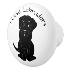 Pomo De Cerámica Black Labrador Dog Design