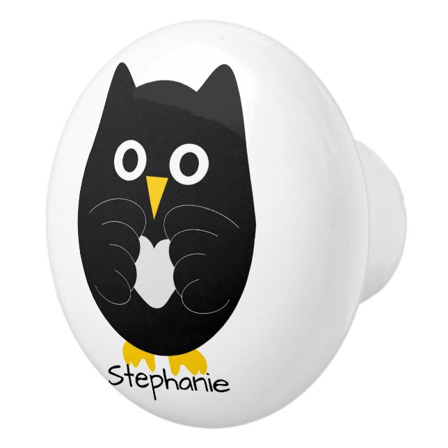 Pomo De Cerámica Black Owl Design Personalizado (Derecha)