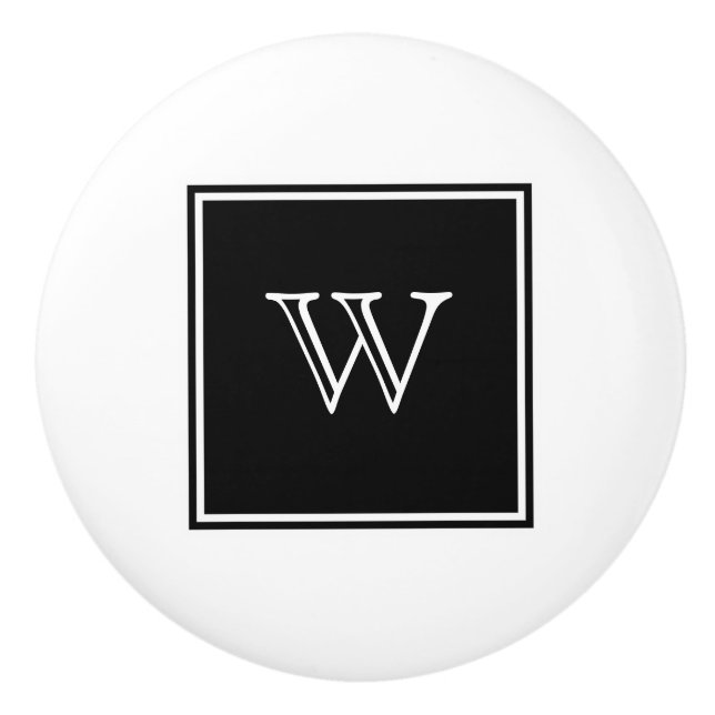 Pomo De Cerámica Black Square Monogram Knob (Anverso)