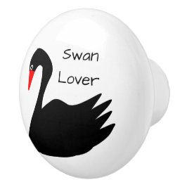 Pomo De Cerámica Black Swan Design Personalizado