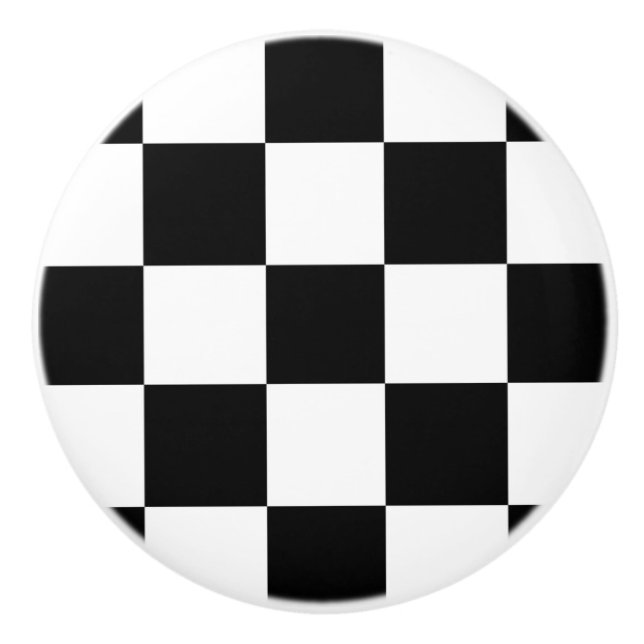 Pomo De Cerámica Black & White Checkerboard Ceramic Pull (Anverso)