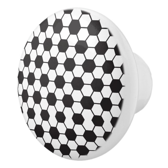 Pomo De Cerámica Black White Soccer Pattern Moda de moda (Derecha)