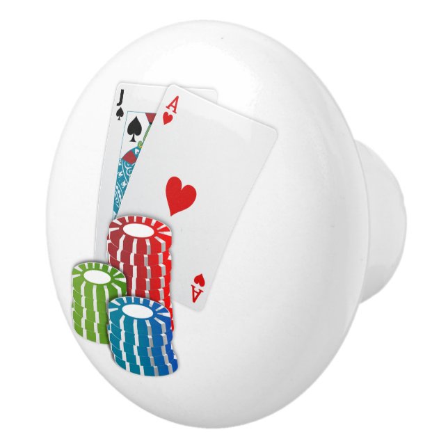 Pomo De Cerámica Blackjack con fichas de póker (Derecha)