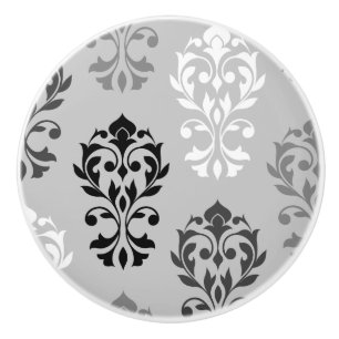 Pomo De Cerámica Blanco de grises negro del arte I del damasco del
