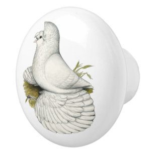 Pomo De Cerámica Blanco de la paloma del trompetista