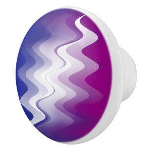 Pomo De Cerámica Blanco morado azul