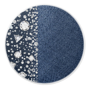 Pomo De Cerámica Bling Diamante de Mezclilla de Pantalón Vaquero Gl