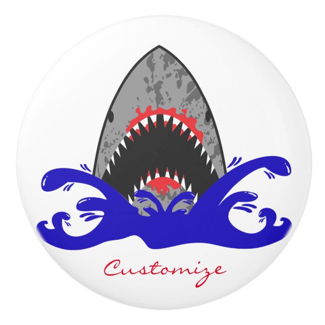 Pomo De Cerámica Bloody Shark Jaws Thunder_Cove (Anverso)