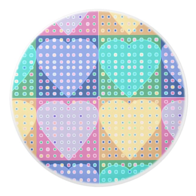 Pomo De Cerámica Bloques de tejido de corazones de campo (Anverso)