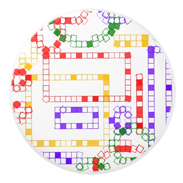 Pomo De Cerámica Bloques geométricos verde azul amarillo rojo (Anverso)