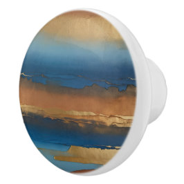 Pomo De Cerámica blue and bronze abstract