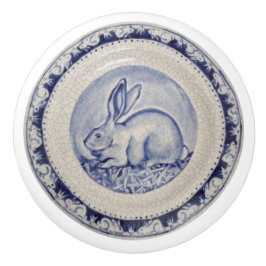 Pomo De Cerámica Blue Bunny Rabbit Plate Delft Dedham Ceramic Pull
