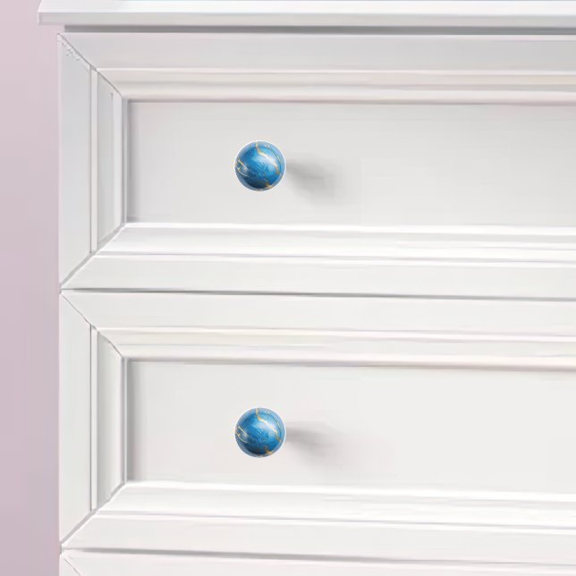 Pomo De Cerámica Blue Gold Faux Marble Orb (Subido por el creador)