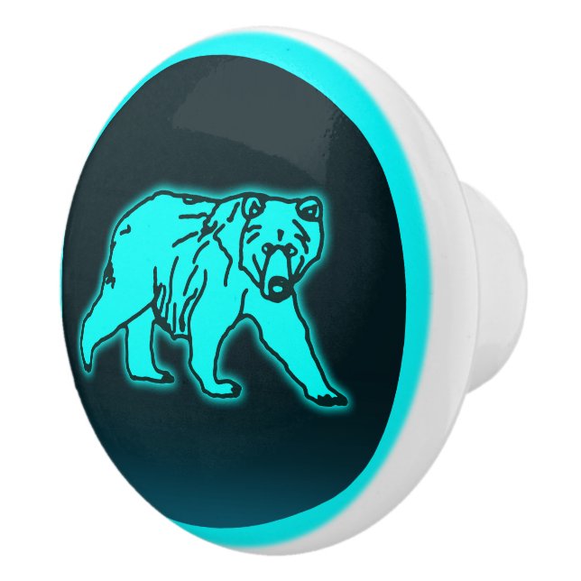 Pomo De Cerámica Blue Kodiak Bear (Derecha)