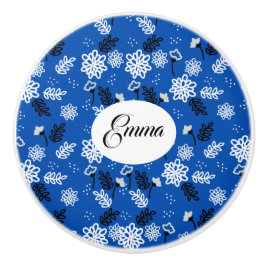 Pomo De Cerámica Blue leaves romantic garden