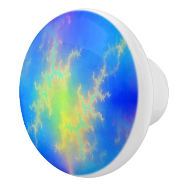 Pomo De Cerámica Blue Sky y Golden Yellow Lightning Bolts (Derecha)