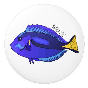 Pomo De Cerámica Blue tang fish cartoon illustration