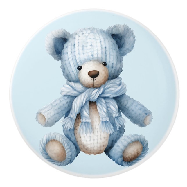Pomo De Cerámica Blue Teddy Bear (Anverso)