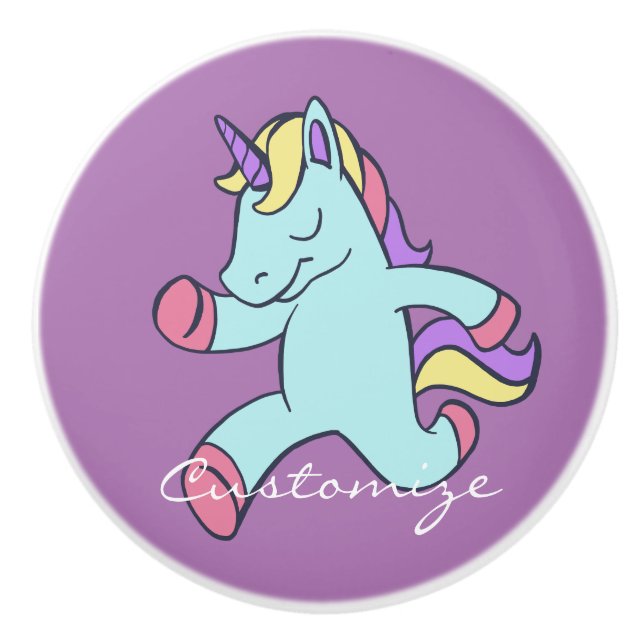 Pomo De Cerámica Blue Unicorn Running Thunder_Cove (Anverso)