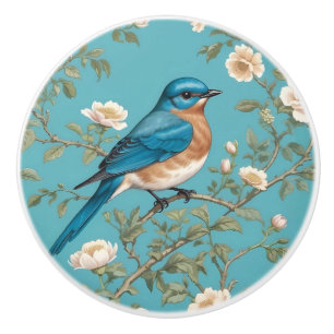 Pomo De Cerámica Bluebird Turquois Inspirado en William Morris