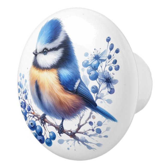Pomo De Cerámica Bluebird y Blueberries (Derecha)