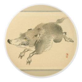 Pomo De Cerámica Boar salvaje (arte japonés) (de Kono Bairei)