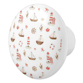 Pomo De Cerámica Boat & Lighthouse Ceramic Door Knob