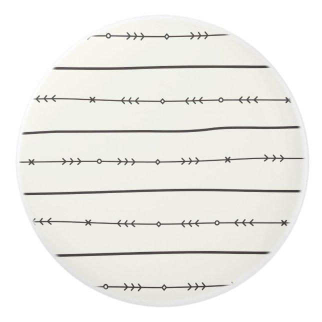 Pomo De Cerámica Boho Chic Moderno Tendente a Flecha Rústica Marfil (Anverso)