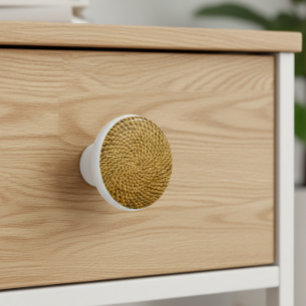 Pomo De Cerámica Boho de mimbre ratán