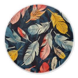 Pomo De Cerámica Boho Feathered Whimsy