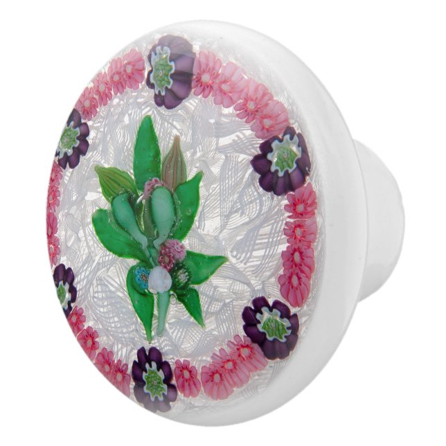 Pomo De Cerámica Boho Flower Border Pink Buds Victorian (Derecha)