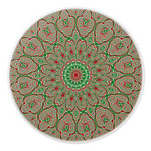 Pomo De Cerámica Boho Hippie Funky Trippy Ornate Mandala de Navidad
