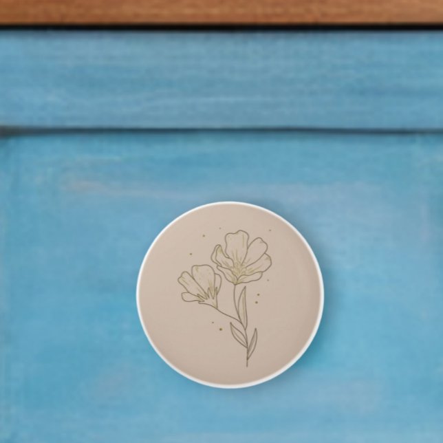 Pomo De Cerámica Boho knob flat ceramic knob with wildflower (Subido por el creador)