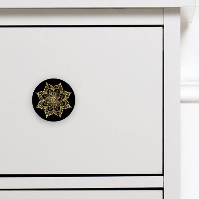 Pomo De Cerámica Boho Mandala Gold Black (Subido por el creador)