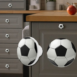 Pomo De Cerámica Bola de fútbol brillante/Futbol negro + blanco dep