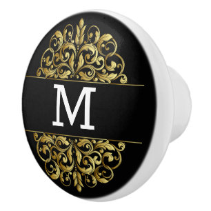 Pomo De Cerámica Bollos de cerámica monograma elegante