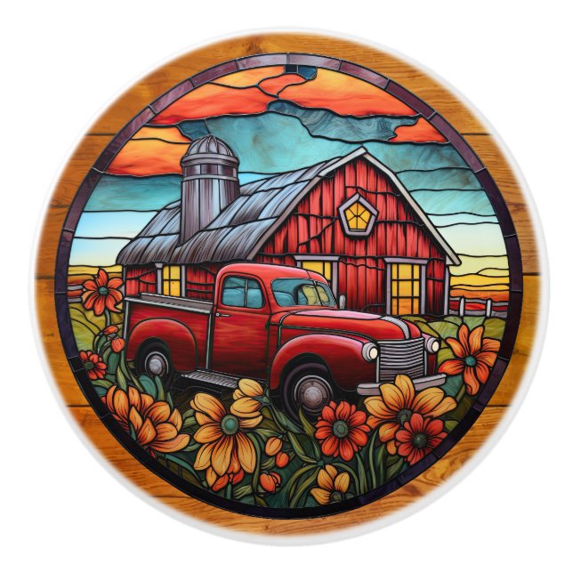 Pomo De Cerámica Bolsas de cajón de la granja (Anverso)