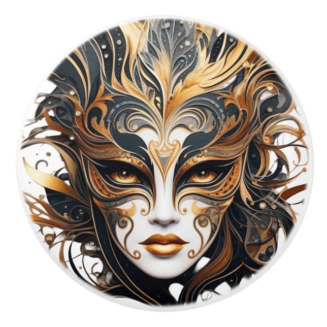 Pomo De Cerámica Bolsas de cerámica para mujeres negras y doradas (Anverso)