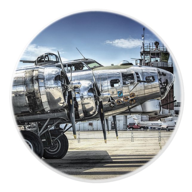 Pomo De Cerámica Bombardero clásico b-17 wwii (Anverso)
