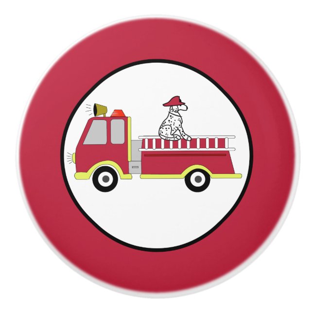 Pomo De Cerámica Bombero de bomberos de camión de bomberos niños de (Anverso)