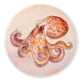 Pomo De Cerámica Bonito acuarela pintura divertida pulpo
