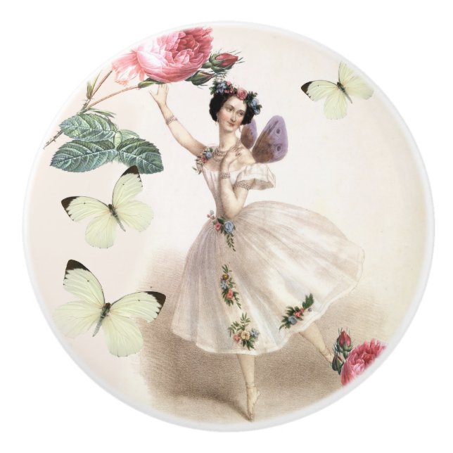 Pomo De Cerámica Bonito Ballerina Fairy Ceramic Pull (Anverso)